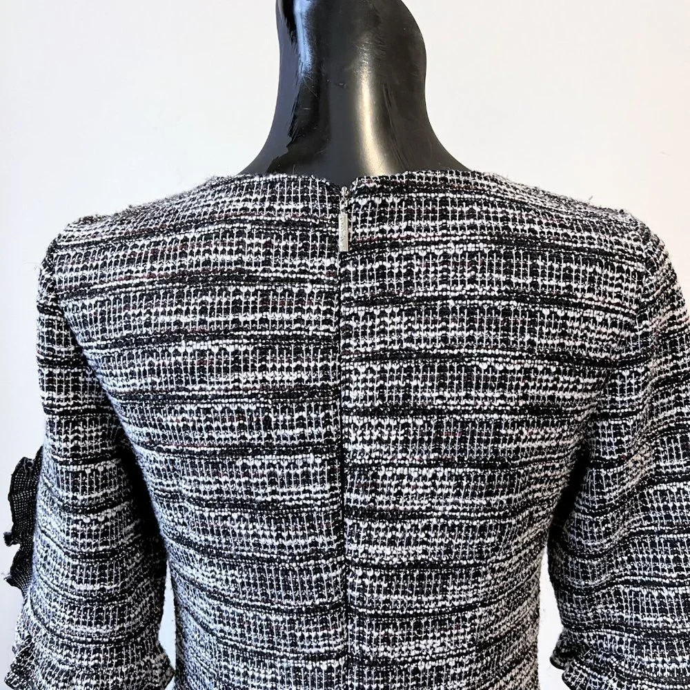 NEW! Karl Lagerfeld Paris Ruffle Pearl Trim Sleeve Dress- Size 4 - Picture 6 of 13